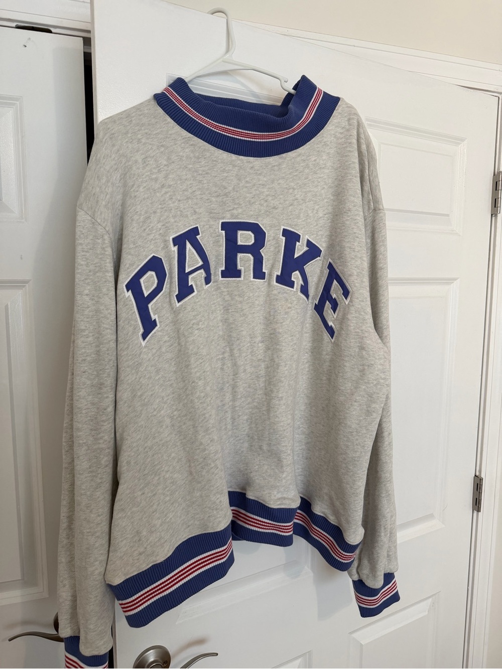 Parke Gray Crewneck Sweatshirt with Blue Trim
